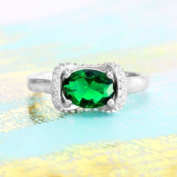 Emerald Green Gemstone Ring, real 925 Sterling Silver Charmed Aroma Size 7 BP - Picture 5 of 5